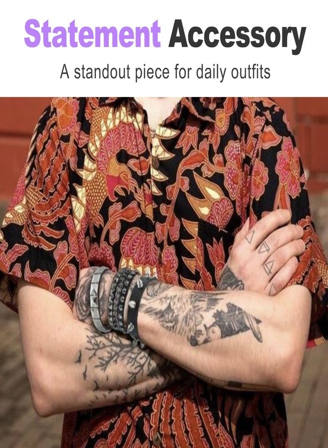 ZeriLion 3 Pcs Studded Bracelets Set Unisex Punk Style Leather Look Wrist Bracelets for Men and Women Gothic Emo Y2K Grunge Accessories for Daily Outfits - Image 5
