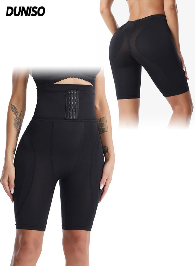 DUNISO Shapewear for Women，High Waist Trainer Corset Leggings，Postpartum Body Shaping Pants， Tummy Control High Waist Hip Lifting Leggings with Sponge Pads on Both Sides，Suitable for Daily Life and Exercise，XL，Black - Image 1
