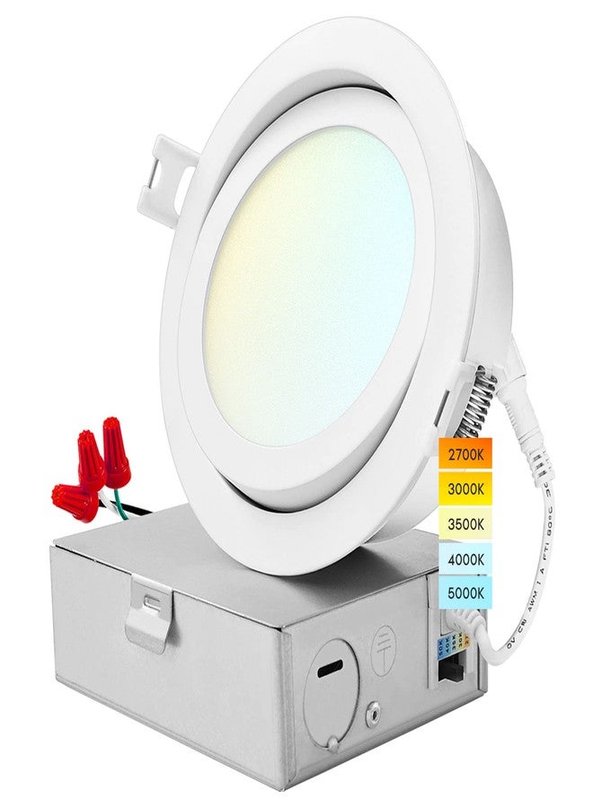 LUXRITE 4 Inch Gimbal LED Recessed Lighting, 5 Color Selectable 2700K-5000K, 950 Lumens, Adjustable Swivel Downlight, Dimmable, 12W, Wet Rated, IC Rated, High Output, Energy Star, ETL Listed - Image 1