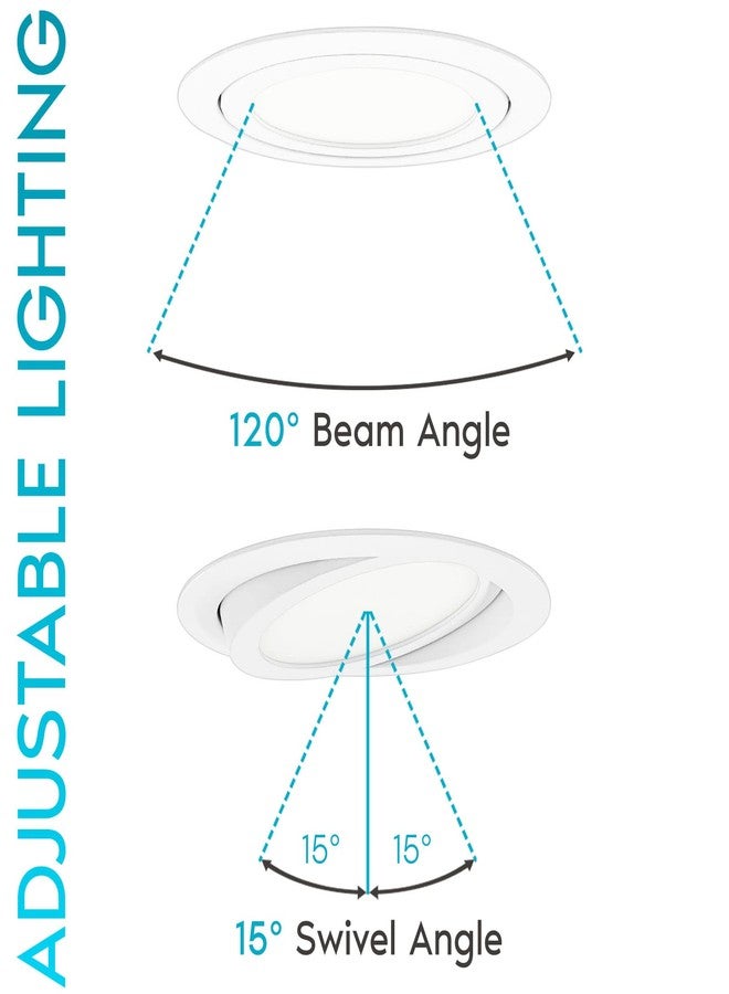 LUXRITE 4 Inch Gimbal LED Recessed Lighting, 5 Color Selectable 2700K-5000K, 950 Lumens, Adjustable Swivel Downlight, Dimmable, 12W, Wet Rated, IC Rated, High Output, Energy Star, ETL Listed - Image 4