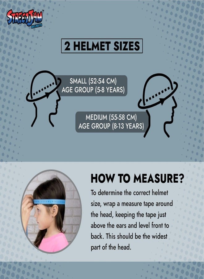 STREETJAM Open Face Helmet for Kids, Hard PP Outer Shell, EPS Inner Comfort Linner case, Adjustable Strap & Size Adjuster Dial, Unisex Kids Helmet (Styke - Black/Magenta/Blue, 5-8 Years) - Image 3