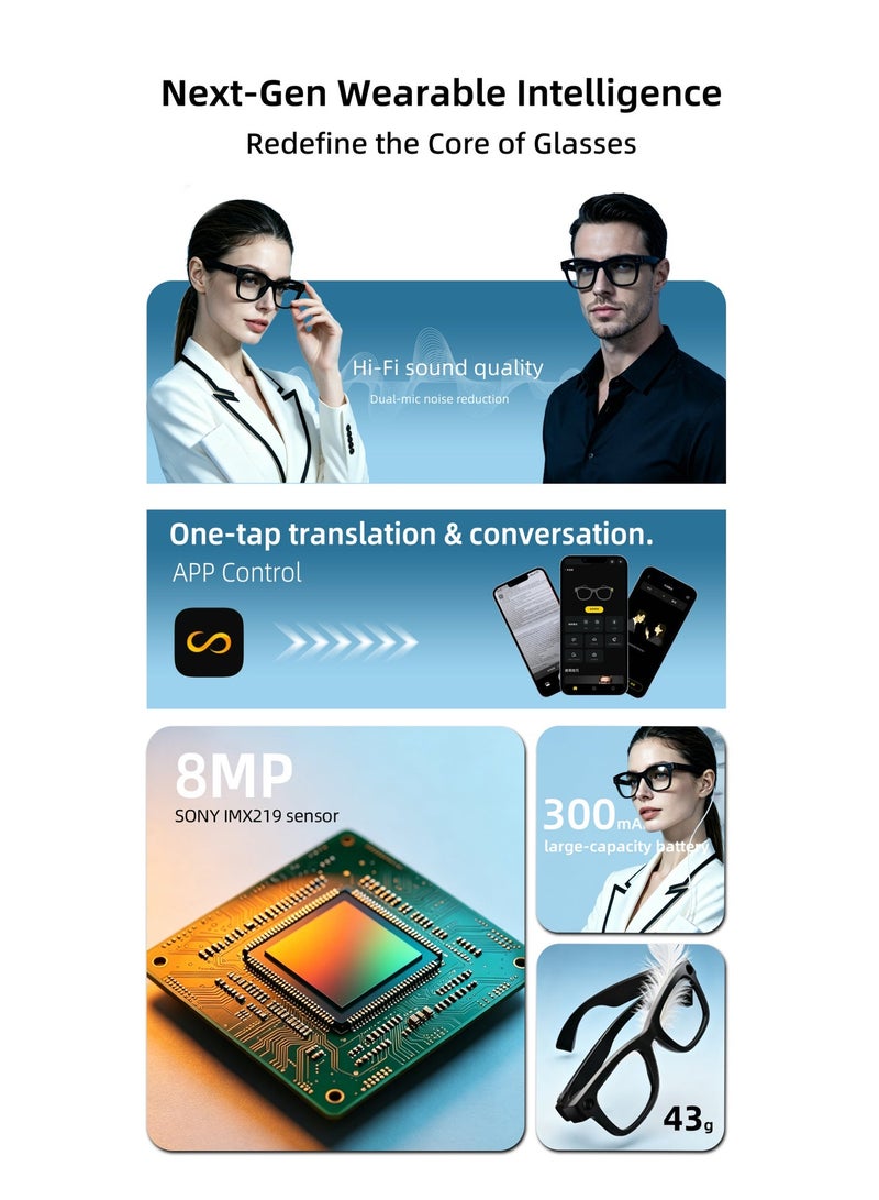 ZXING AI Smart Glasses Multilingual Voice Command HD Visual Assistance Premium Wearable Tech for Executives Perfect Gift - Image 4