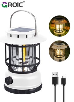 GROIC Solar Lantern Outdoor Lights, LED Camping Lantern Hanging Wireless Waterproof Lights, Flickering Flameless Portable Lights for for Garden Party Decorative Indoor Outdoor Hiking  - Image 1