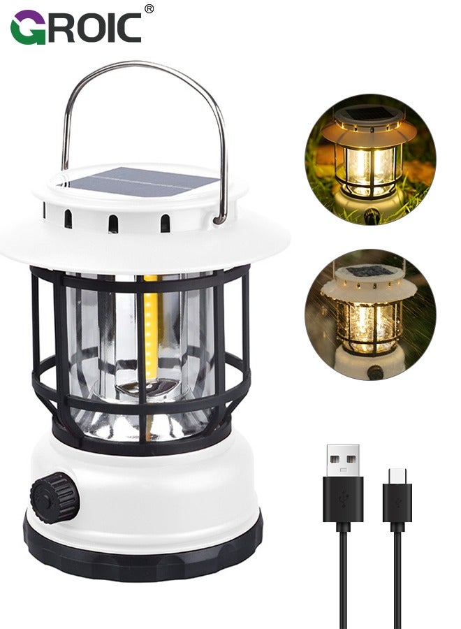 GROIC Solar Lantern Outdoor Lights, LED Camping Lantern Hanging Wireless Waterproof Lights, Flickering Flameless Portable Lights for for Garden Party Decorative Indoor Outdoor Hiking  - Image 1