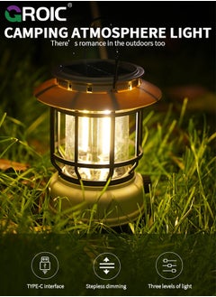 GROIC Solar Lantern Outdoor Lights, LED Camping Lantern Hanging Wireless Waterproof Lights, Flickering Flameless Portable Lights for for Garden Party Decorative Indoor Outdoor Hiking  - Image 3