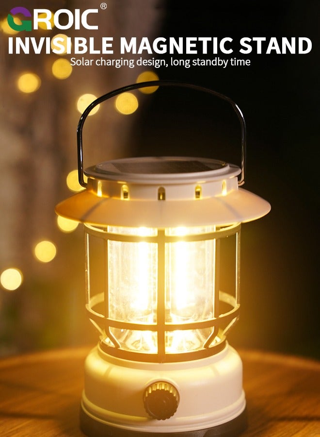 GROIC Solar Lantern Outdoor Lights, LED Camping Lantern Hanging Wireless Waterproof Lights, Flickering Flameless Portable Lights for for Garden Party Decorative Indoor Outdoor Hiking  - Image 2