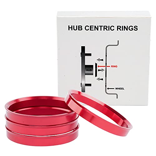VLAOSCHI Red Alloy Aluminum Hub Centric Rings 60.1 to 64.1 - Performance Wheel Hubcentric Rings for 60.1mm Vehicle Hub with 64.1mm Center Bore Rims - Pack of 4 - Image 1
