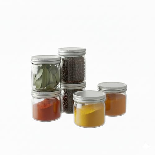 All Time Transparent Plastic Storage Jar Set of 6 (115ml Each) | Airtight, BPA-Free Kitchen Containers – Stackable Design - Image 1