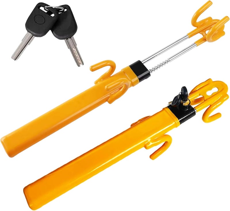 ATEK Car Steering Wheel Lock Universal Heavy Duty Anti-Theft Security Device Twin Bar Adjustable Length Mechanism Clamp for Cars SUV Van Steering Wheel Lock Vehicle Protection + 2 Keys - Image 1