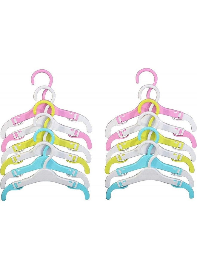 Koochie-Koo Telescopic Adjustable Extendable Anti Slip Plastic Hanger with Hooks for Kids Clothes Wardrobe Rack(Pack of 12, Multicolor) - Image 1