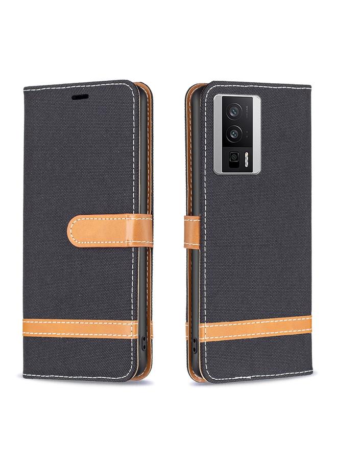 Case For Xiaomi Redmi K60 / K60 Pro Color Block Denim Texture Leather Phone Case