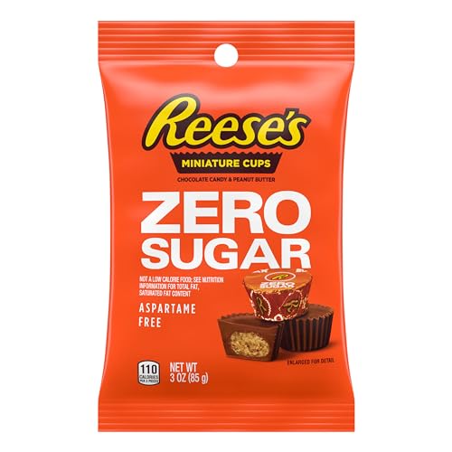 REESES Zero Sugar Miniatures Chocolate Peanut Butter Cups Candy Bags 3 oz 12 Count