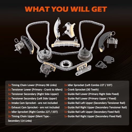 Daysyore Engine Timing Chain Kit Compatible with 2007-2015 LaCrosse CTS SRX Acadia V6 2.8L 3.0L 3.2L 3.6L DOHC Timing Chain Kit Replace # 12612839 12645465 - Image 5