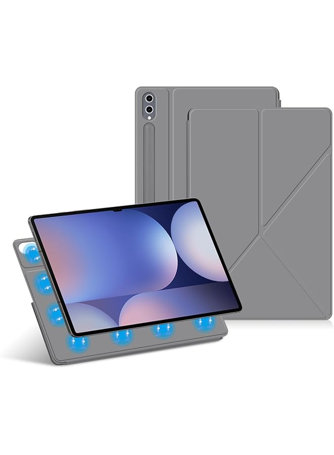 erorex Magnetic Case Compatible With Samsung Galaxy Tab S10 Plus S10+ 12.4 Inch 2024 Magnetic Smart Tablet Case With Pen Slot And Multi-View Bracket Auto Sleep Wake Function Gray  - Image 1