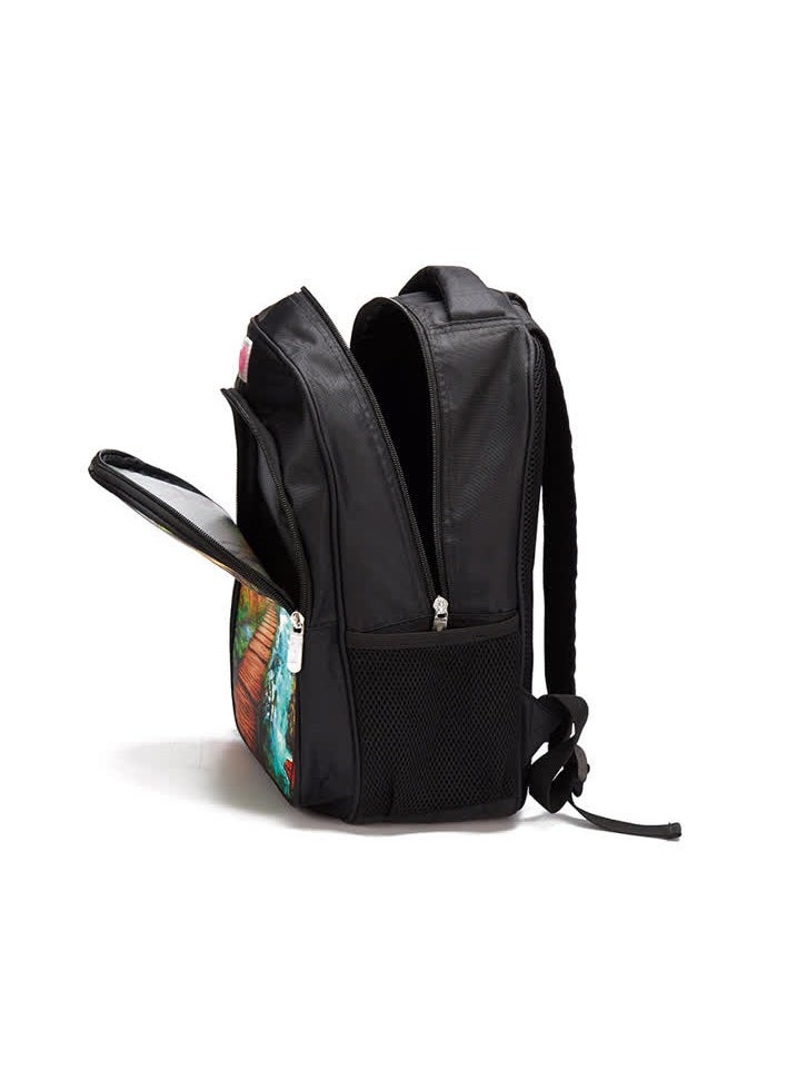 Generic - Manufacturer cartoon animation 42cm backpack Kuromi printed primary and secondary school student schoolbag,Library B-7 Black - Medium - Image 1