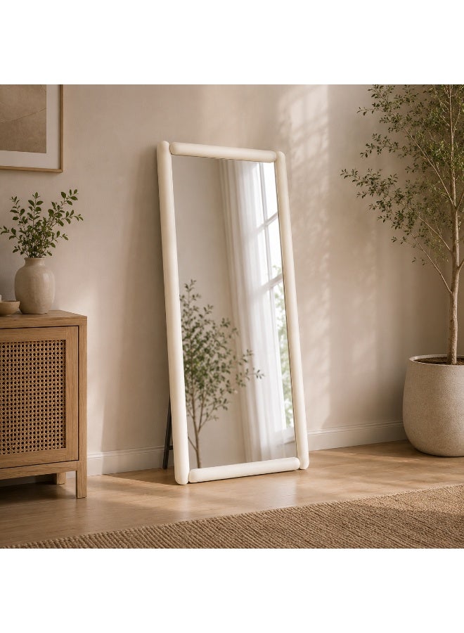 alsaada home Full-Length Free Standing Floor Mirror with Wheels & Metal Frame, 180x80 cm - White - Image 2