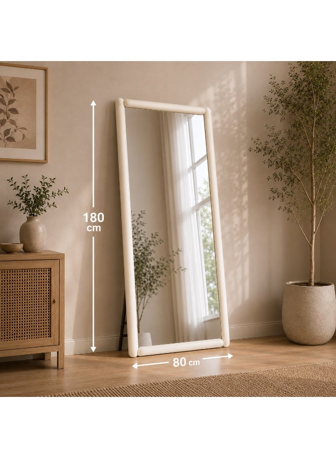 alsaada home Full-Length Free Standing Floor Mirror with Wheels & Metal Frame, 180x80 cm - White - Image 3