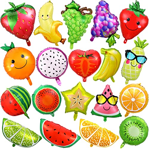 BBTO 28 Pcs Summer Fruit Foil Aluminum Helium Balloons for Tutti Fruit Party Decorations Tropical Strawberry Watermelon Jumbo Balloons for Wedding Birthday Shower Party Supplies 18 Inch - Image 1