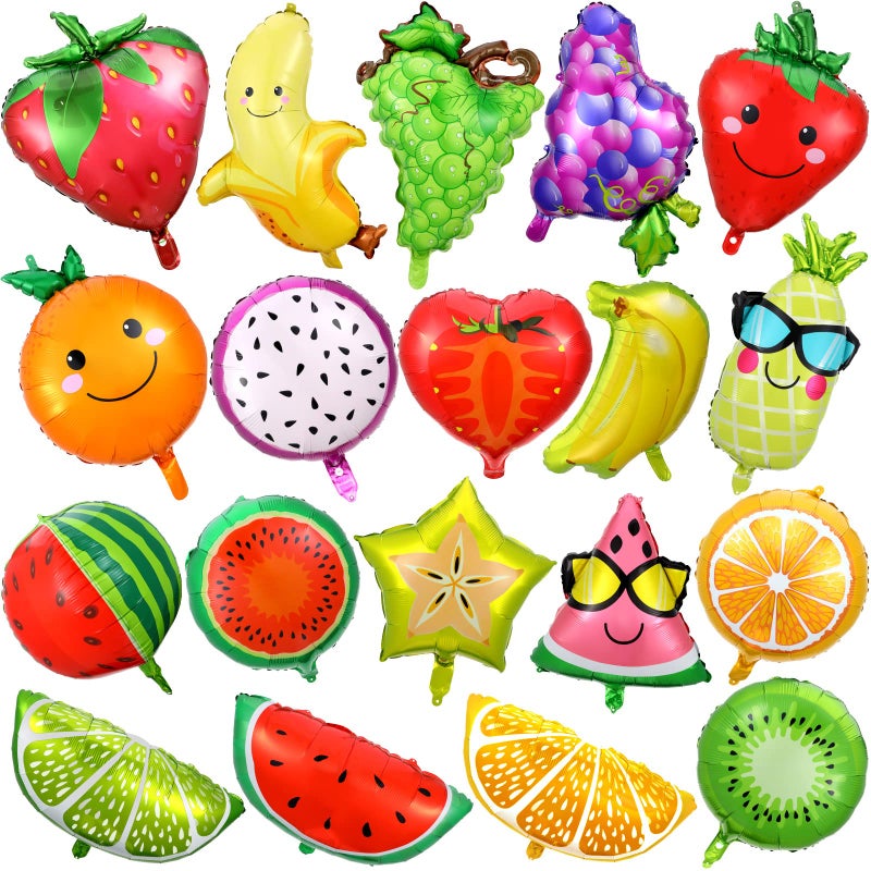 BBTO 28 Pcs Summer Fruit Foil Aluminum Helium Balloons for Tutti Fruit Party Decorations Tropical Strawberry Watermelon Jumbo Balloons for Wedding Birthday Shower Party Supplies 18 Inch - Image 2