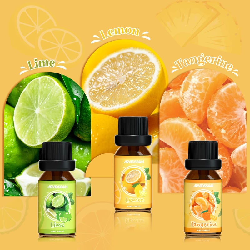 ARVIDSSON Citrus Essential Oils Set, Natural Fruit Essential Oil for Diffuser, Candle Making - Grapefruit, Bergamot, Sweet Orange, Lemon, Lime, Tangerine, Citrusy Scented Oils for Home - Image 4