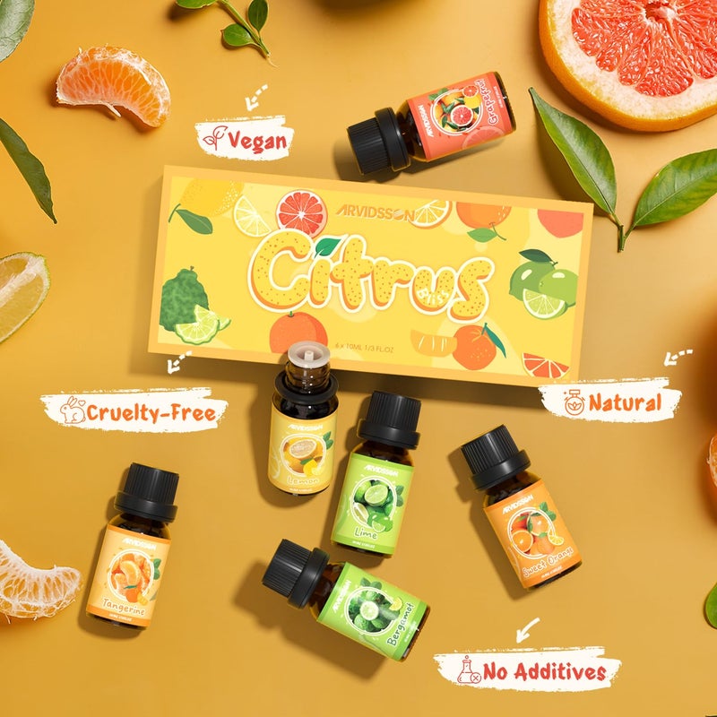 ARVIDSSON Citrus Essential Oils Set, Natural Fruit Essential Oil for Diffuser, Candle Making - Grapefruit, Bergamot, Sweet Orange, Lemon, Lime, Tangerine, Citrusy Scented Oils for Home - Image 5