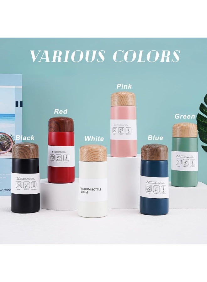 150ml stainless steel thermal coffee thermos with a wood-look lid, keeps drinks hot or cold, red color - Image 5