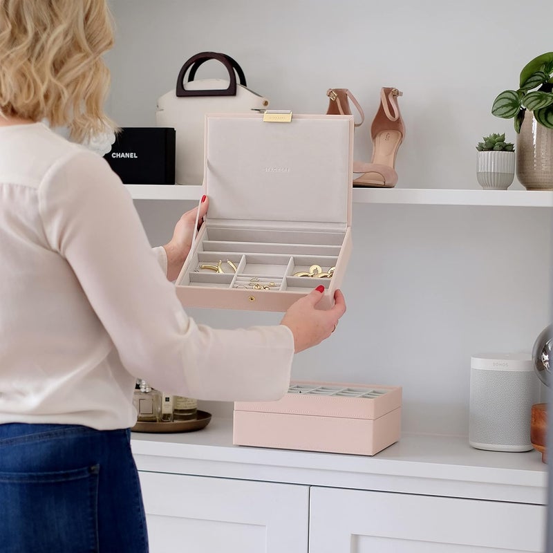 Stackers Blush Pink & Champagne Gold Classic Medium Jewellery Box - Image 2