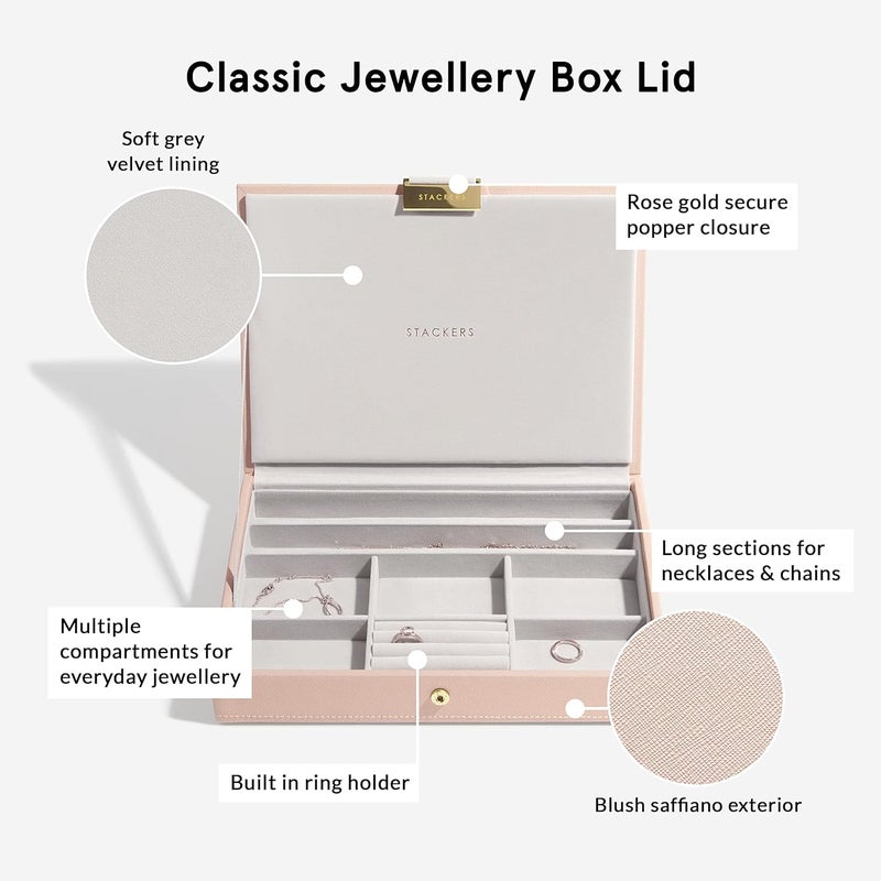 Stackers Blush Pink & Champagne Gold Classic Medium Jewellery Box - Image 5