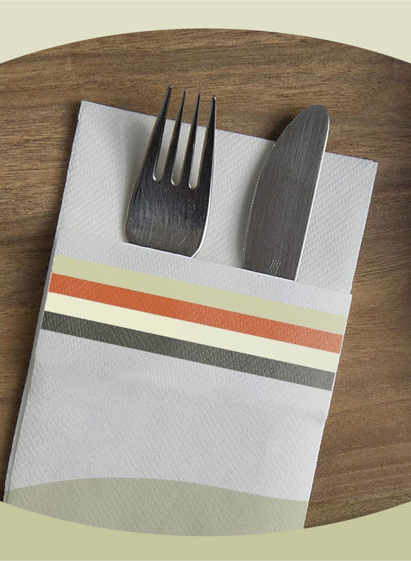 50-Piece Disposable Cloth Like Napkins with Exquisite Stripes, Built-in Flatware Pocket, Wedding Party Linen Feel Napkin, Prefolded for Silverware,16*16 Inch - Image 3
