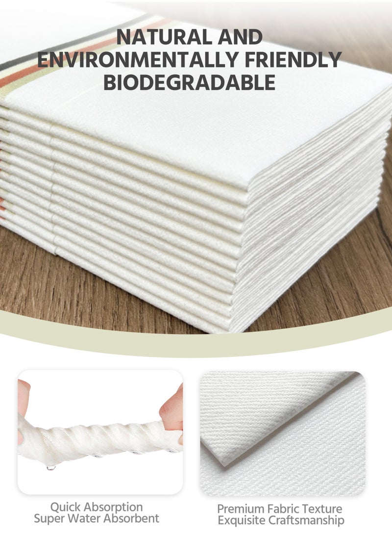 50-Piece Disposable Cloth Like Napkins with Exquisite Stripes, Built-in Flatware Pocket, Wedding Party Linen Feel Napkin, Prefolded for Silverware,16*16 Inch - Image 2