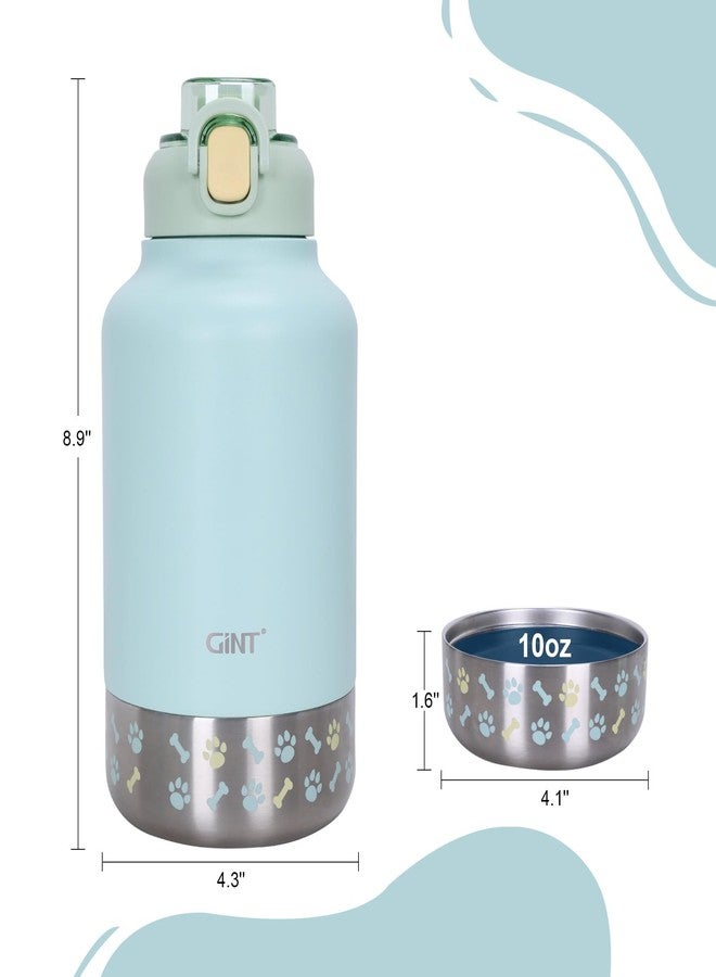 GiNT 37oz Insulated Stainless Steel Dog & Human Water Bottle | Leakproof Travel Dispenser with Detachable 10oz Bowl, 24H Cold/12H Hot, Carrying Case for Walking, Hiking,Camping & Outdoor Travel(Green) - Image 3