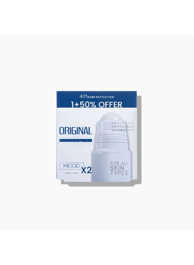 MOOD Original Whitening Deodorant Roll-On OFFER 1+50% 50 ML - Image 1
