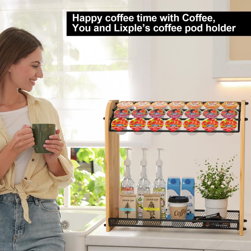 Lixple K Cup Holder Coffee Pod Organizer for Coffee Bar Accessories, K Cup Holders for Counter, Large Capacity K Cups Holder, Easy Assembly Coffee Station Organizer for Countertop (28 Coffee Pods At Least) - Image 3