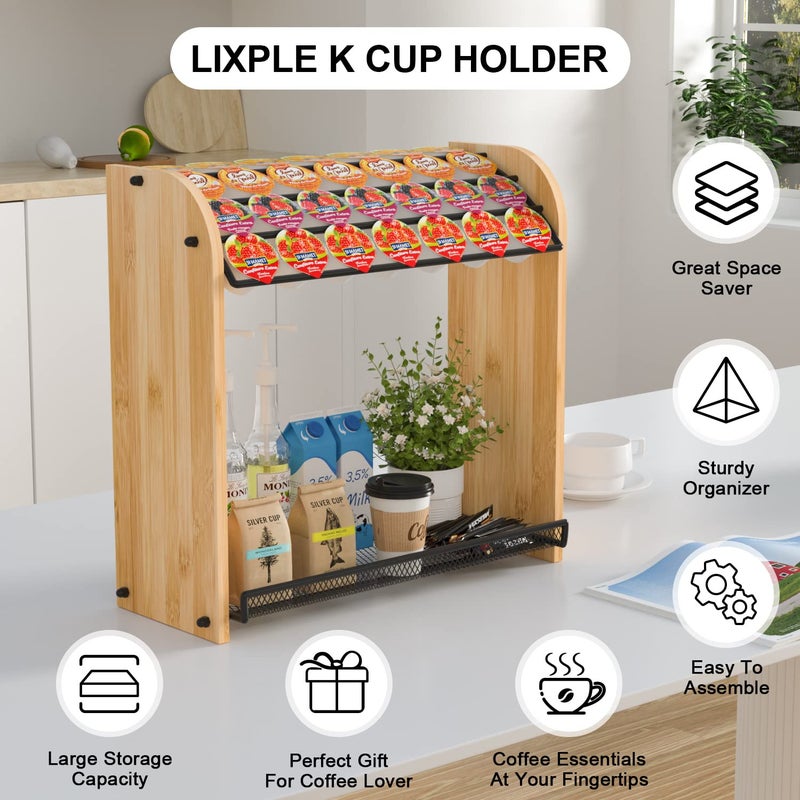 Lixple K Cup Holder Coffee Pod Organizer for Coffee Bar Accessories, K Cup Holders for Counter, Large Capacity K Cups Holder, Easy Assembly Coffee Station Organizer for Countertop (28 Coffee Pods At Least) - Image 5