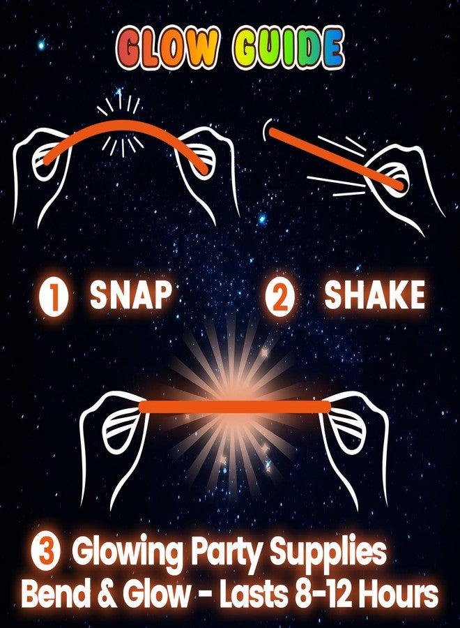 3 اوترس ثعالب مائية، 100 قطعة من العصي المضيئة، 8 بوصات مضيئة في الظلام، هدايا حفلات الهالوين، عصي مضيئة للأطفال والكبار، ديكورات أعياد الميلاد - Image 5