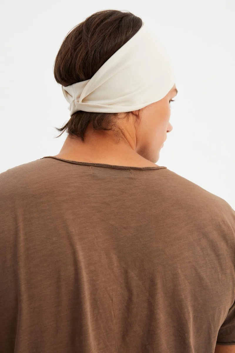 Butikgiz Beige Men's Cotton Combed Comb, Non-Slip, Ultra Light, Sport Wide Headband Bandana Buff