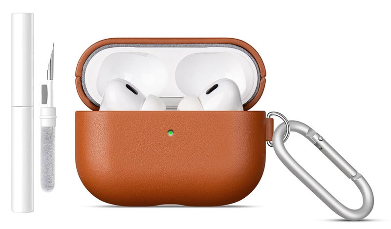 Lopie Leather Case for AirPods Pro 3 with Keychain Cleaner Kit Handmade for AirPods Pro 3rd Generation Case Cover Protective Hard Shell Cover FullyWrapped with Top Grain Leather Brown - Image 2