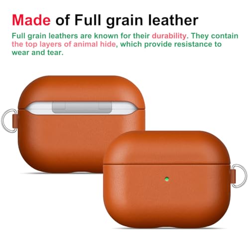 Lopie Leather Case for AirPods Pro 3 with Keychain Cleaner Kit Handmade for AirPods Pro 3rd Generation Case Cover Protective Hard Shell Cover FullyWrapped with Top Grain Leather Brown - Image 3