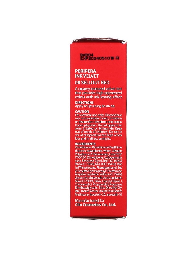 Peripera Peripera, Ink Velvet Lip Tint, 08 Sellout Red, 0.14 oz (4 g)  - Image 3