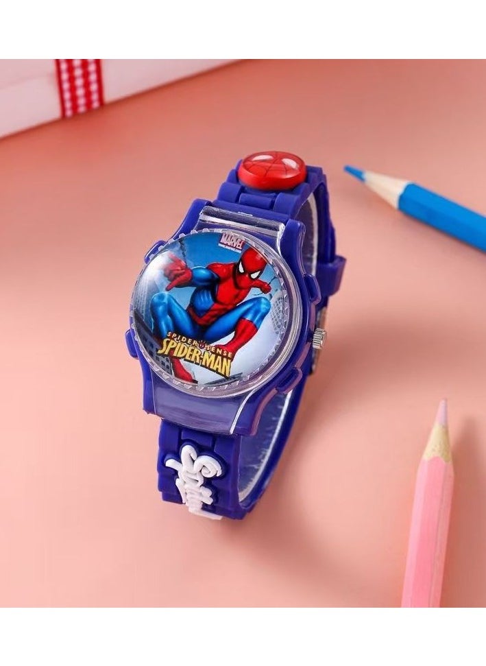 MARVEL - Blue Spiderman Cartoon Flip Cover Children's Watch (The Cover Can Turn) - Image 1