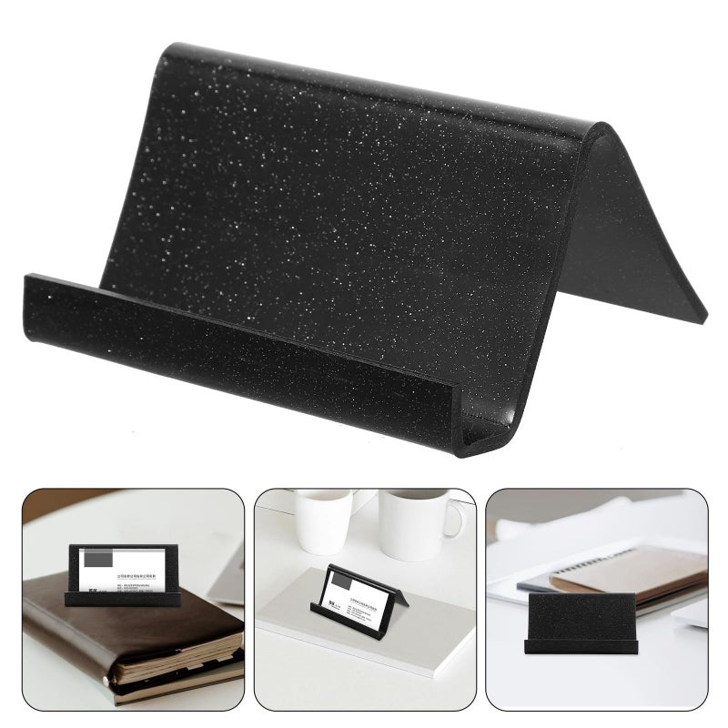 Glitter Acrylic Business Card Holder Desktop Display Stand Black Organizer - Image 4