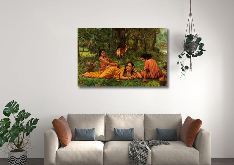 Sikhash Raja Ravi Varma Canvas Painting, Indian Art, Famous Artist, Wall Art for Living Room, Unframed, Multicolor, 23x15 inches - Image 3