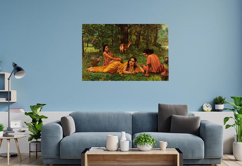 Sikhash Raja Ravi Varma Canvas Painting, Indian Art, Famous Artist, Wall Art for Living Room, Unframed, Multicolor, 23x15 inches - Image 4