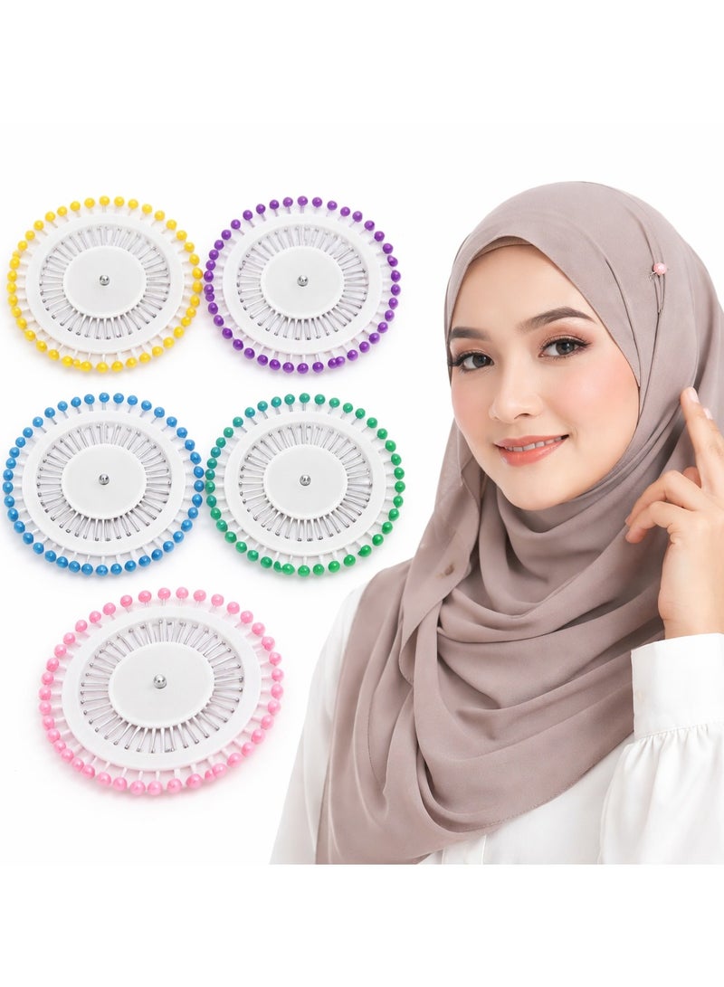 مجموعة من 5 دبابيس حجاب، دبابيس خياطة مع علبة تخزين، دبابيس خياطة من الفولاذ المقاوم للصدأ للخياطة والتطريز والحرف اليدوية وتصفيف الحجاب للفتيات والسيدات - متعددة الألوان - Image 1