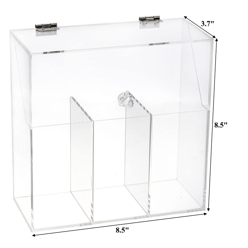 Okllen Makeup Brush Holder with Dustproof Lid, White Pearls, Acrylic Clear Makeup Brush Organizer with 3 Compartment, Large Cosmetic Brush Storage Box Case for Vanity, Bathroom, Bedroom - Image 2