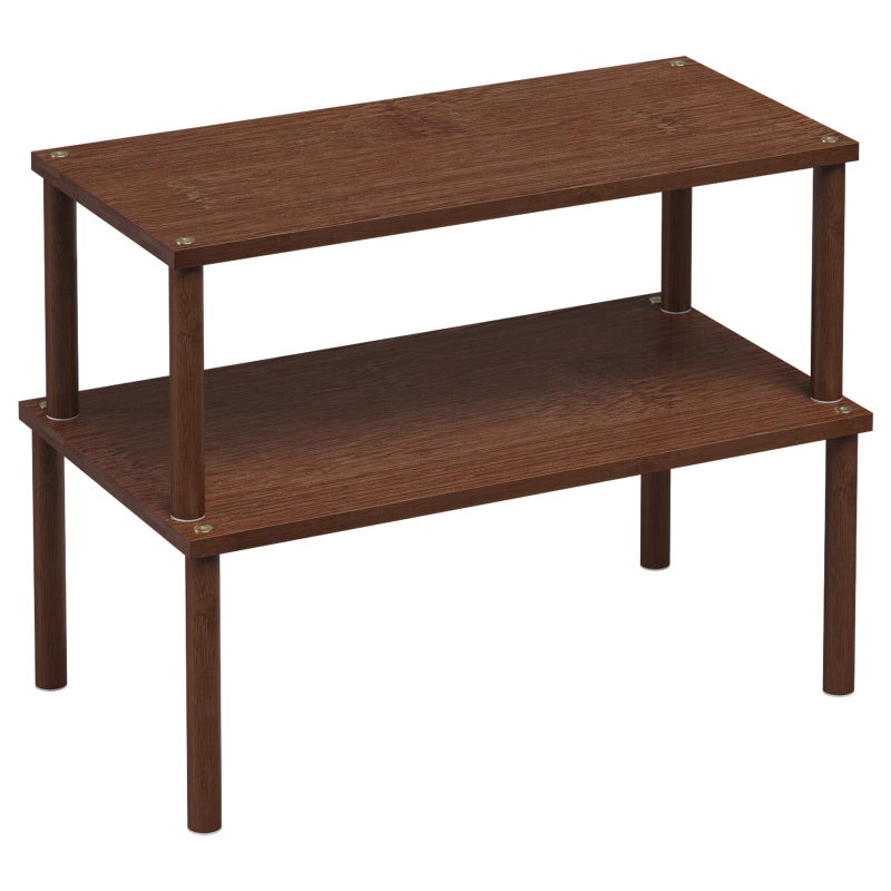 VERTORGAN Cabinet Organizer Shelf(Set of 2),Kitchen Counter Shelves,Bamboo Spice Rack Countertop and Cabinet,Stackable Expandable,Large(Brown) - Image 1