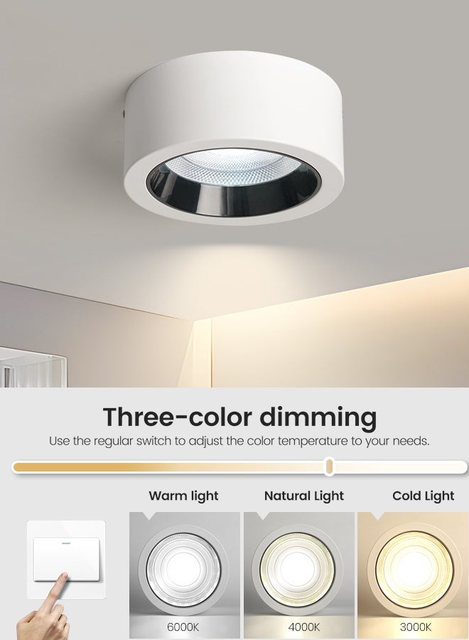 YATAI LIGHTING LED Ceiling Light, 30W Round Flush Mount Ceiling Lamp, 4000K Warm White, Modern Acrylic Ceiling Fixture for Bedroom, Kitchen, Dining Room, 9.17 Inches, White & Black - Image 2