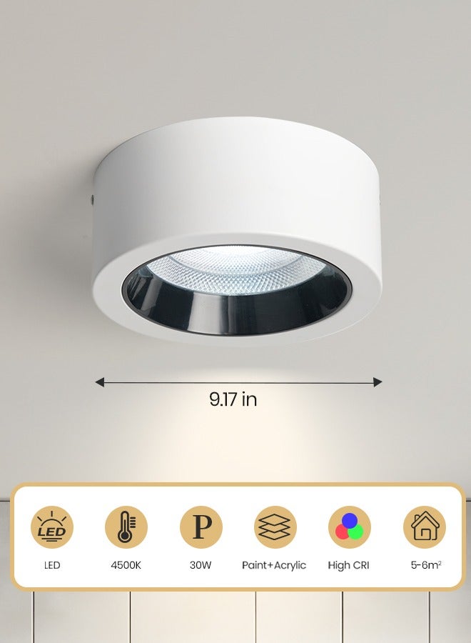 YATAI LIGHTING LED Ceiling Light, 30W Round Flush Mount Ceiling Lamp, 4000K Warm White, Modern Acrylic Ceiling Fixture for Bedroom, Kitchen, Dining Room, 9.17 Inches, White & Black - Image 4