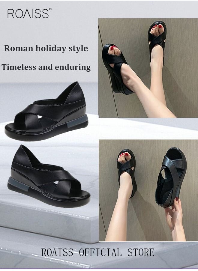 Wedge Sandals for Women Comfortable Open Toe Sandals Casual Summer Buckle Open Toe Ankle Strap Platform Sandals Platform Wedge Heels Sandals Rubber Sole Shoes - pzsku/Z6E6C610A900C296C94F3Z/45/_/1691638042/fdd92118-1946-4c7d-80be-149164ede983