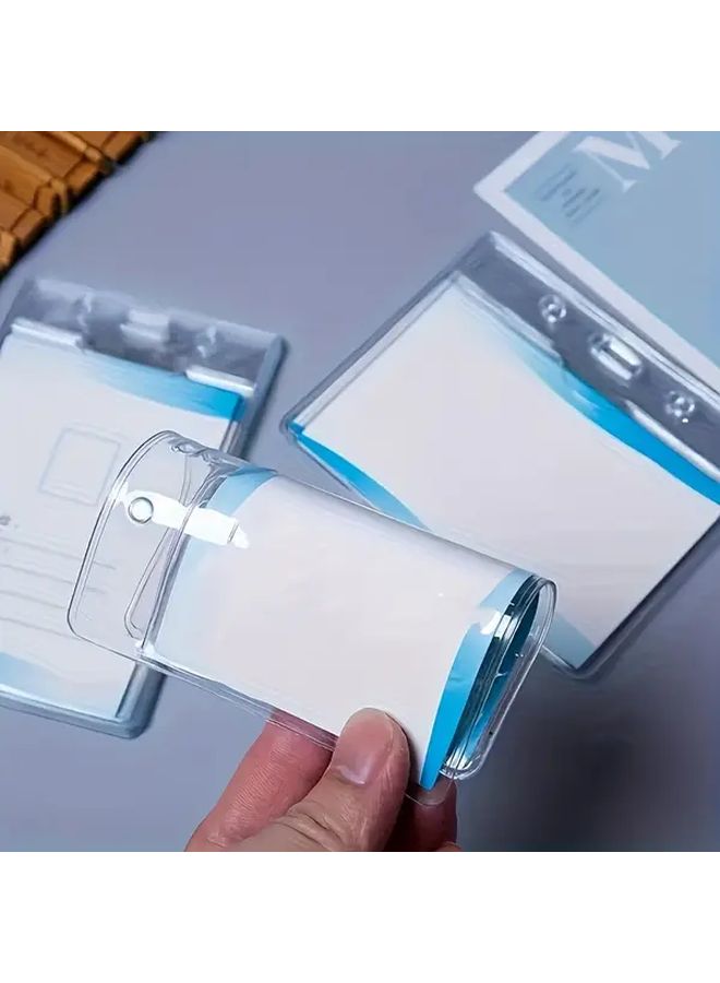 10 Pcs Transparent PVC ID Card Holders With White Border And Blue Label Slot For Office Library Hospital Badges Durable Plastic Sleeves Bulk ID Case Compatible With ID Drive License - Image 3